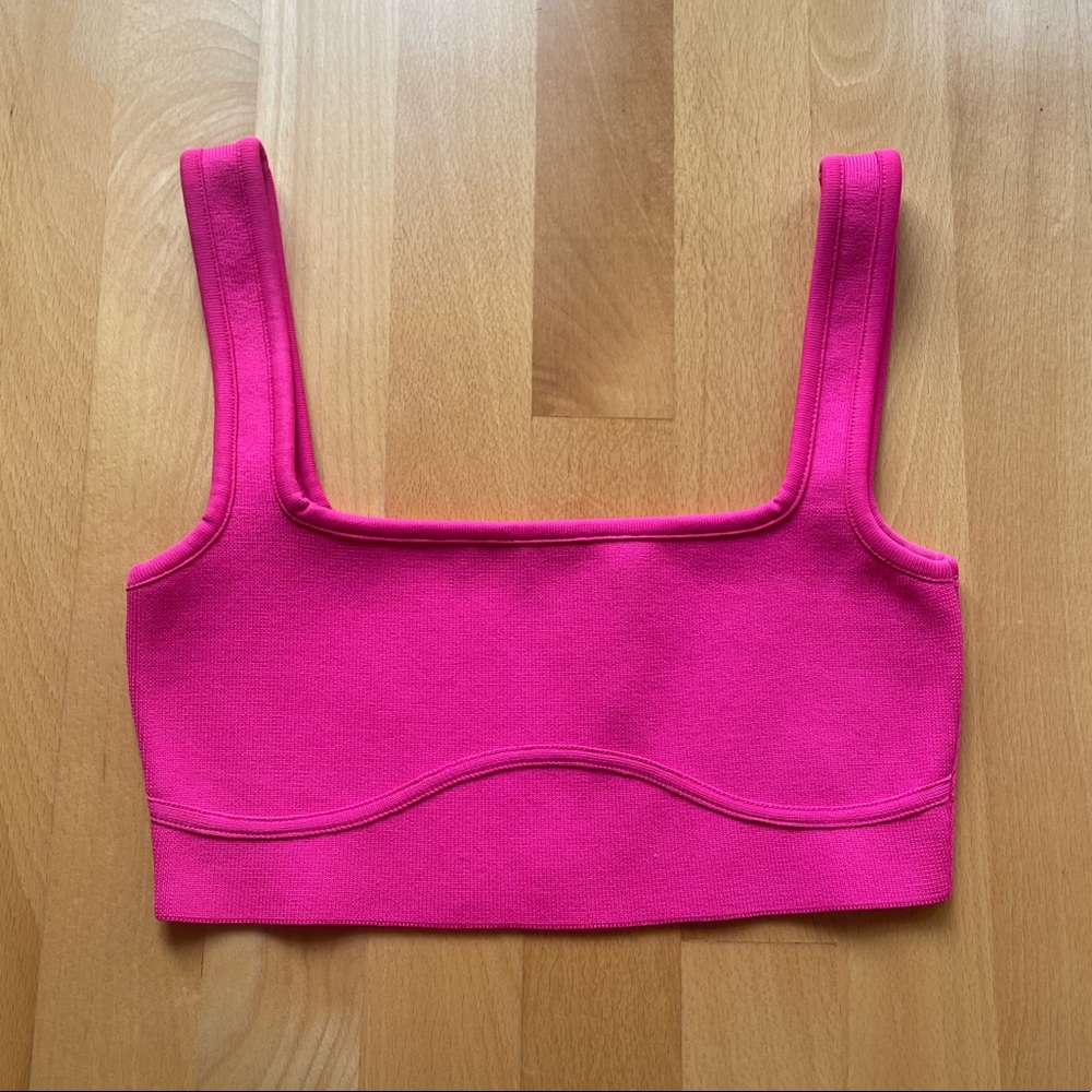 Pink cropped stretchy tank top